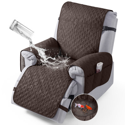 Heide 100% Waterproof 1-Seat Recliner Slipcover with Non-Slip Granule Backing, Side Pockets and Triple Elastic Straps, Machine Washable Scratch-Resistant Reclining Chair Cover Protector for Kids and Pets
