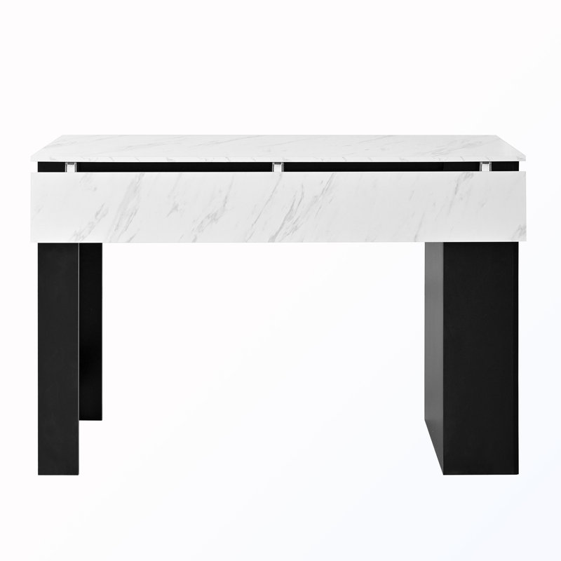 Îlot de cuisine avec plateau de table pliable et tablettes et crochets réglables, Black