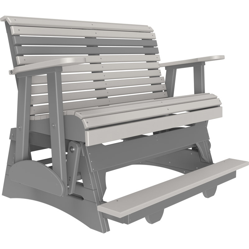 Banc d'extérieur coulissant en polywood, Gris clair