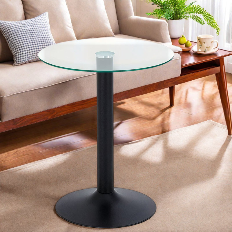 Tables de bout modernes, table en métal en verre trempé 19,7 pouces pour la maison, Noir * transparent