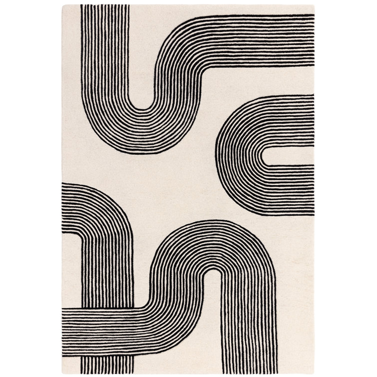 Brinlie Wool Hand Woven Cream/Black Area Rug