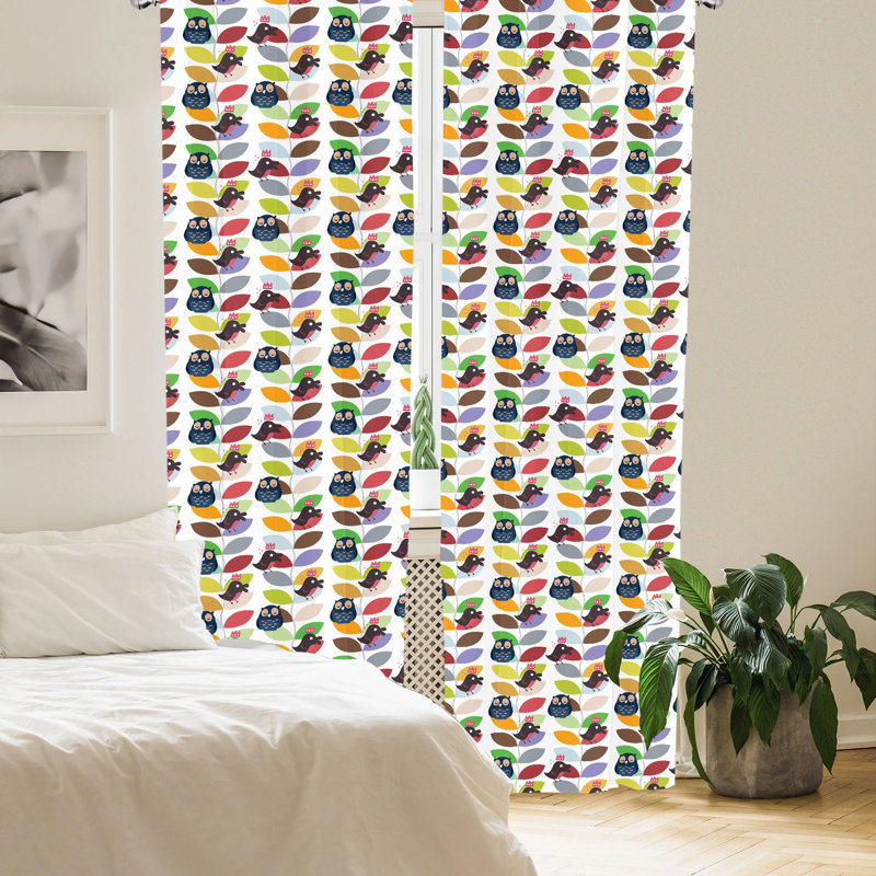 Forest Friends Semi-Sheer Rod Pocket Curtain Panels, 28" x 84"