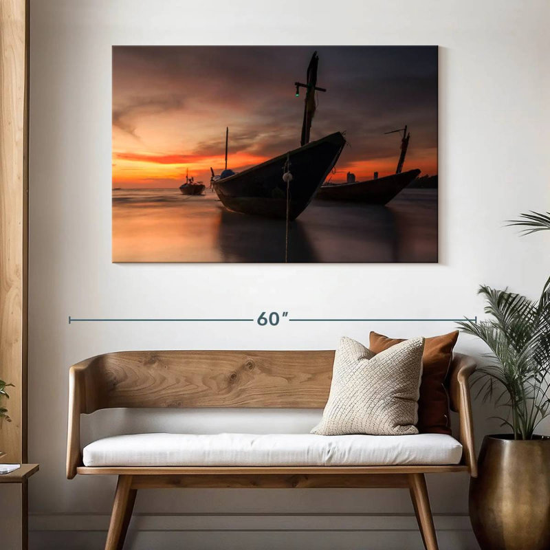 Mehar Thai Fishing Boats At Sunset, 32" H x 48" W