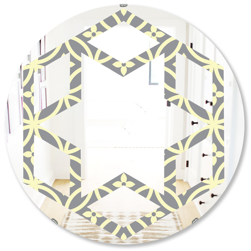 Miroir mural hexagonal à motif décoratif étoile avec cadre ii, 31,5 po x 31,5 po
