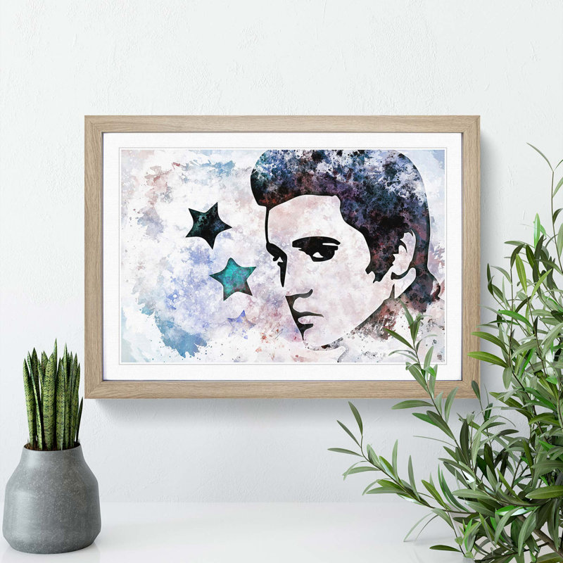 Elvis Presley Stars in Abstract - Picture Frame Painting Print, Oak Framed, 48cm H x 65cm W x 2cm D