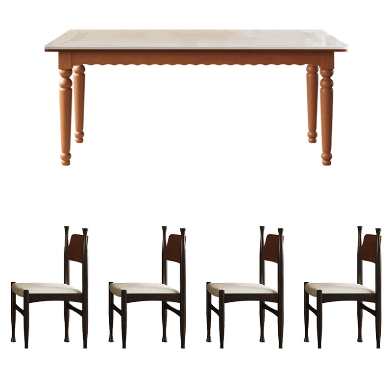 Retro rectangular utility dining table set, 29.92"H x 70.87"L x 35.43"W