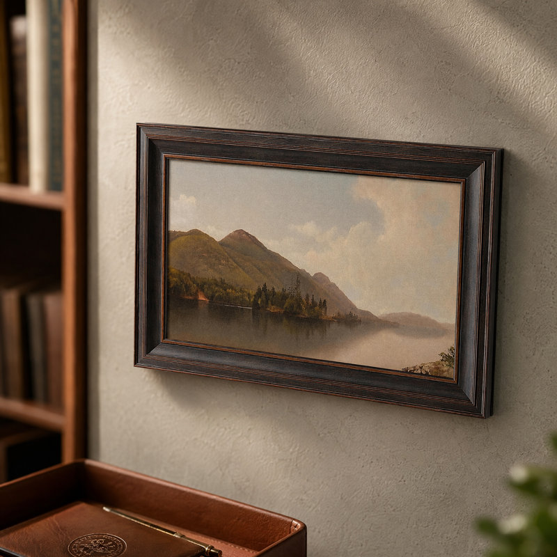 «Vintage Mountain Lake», art mural encadré rétro