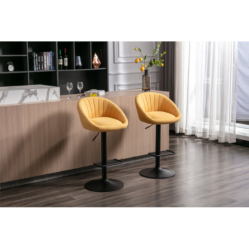 Merlene Swivel Upholstered Bar Stool, Yellow