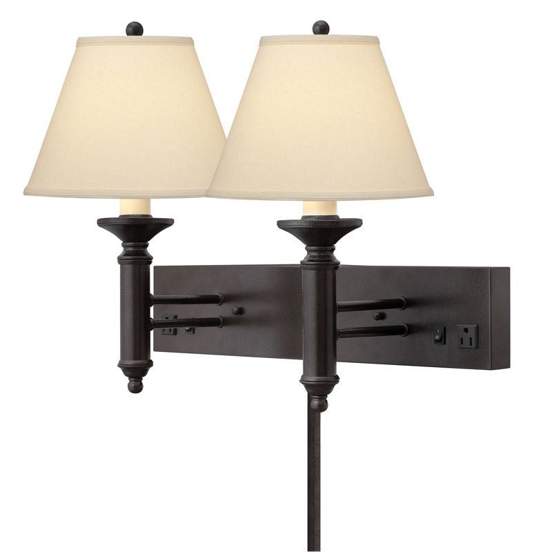 Hammertone Bronze Plug-in Armed Sconce