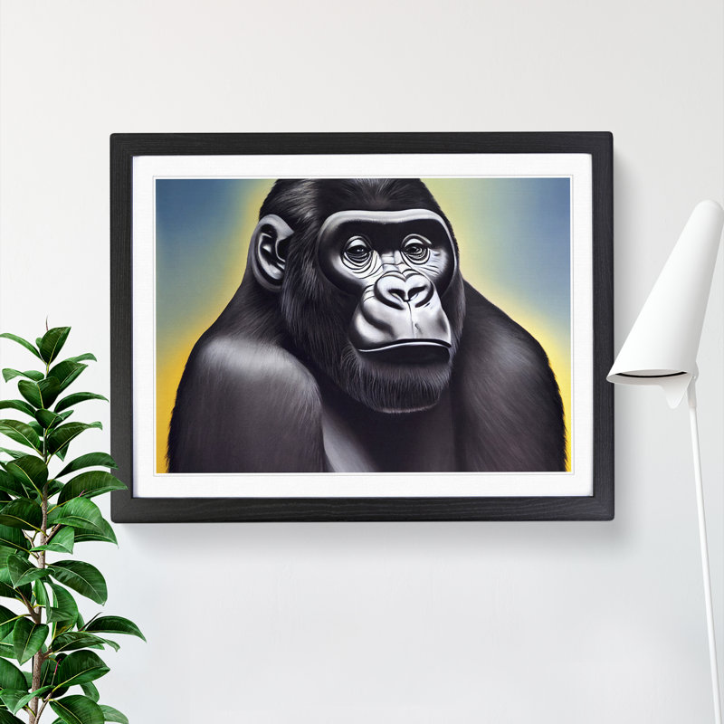 Illuminated Gorilla - Single Picture Frame Print, 46cm H x 64cm W, Black