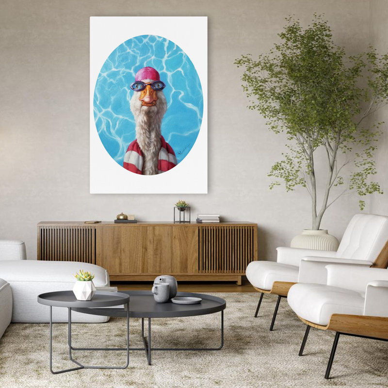 Vieille minuterie - animaux, art urbain et pop surréalisme, oies, humour, H 48 po x l 32 po