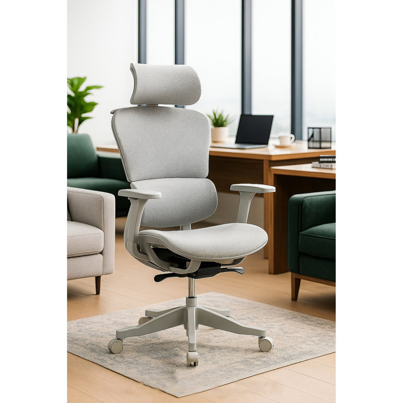 Fauteuil de bureau en filet à haut dossier Abigail 8 365Hp - Gr avec roues silencieuses, 4D, 360 pivotant pour le jeu 3 réglages de l'angle, conception peu encombrante