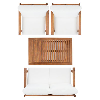 4-Piece 4-Person Acacia Wood Outdoor Conversation Set
