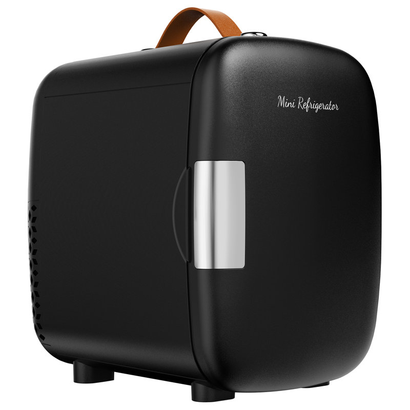 Mini réfrigérateur 4L portable pouvant contenir jusqu'à 6 canettes pour voiture, chambre à coucher, bureau, Noir