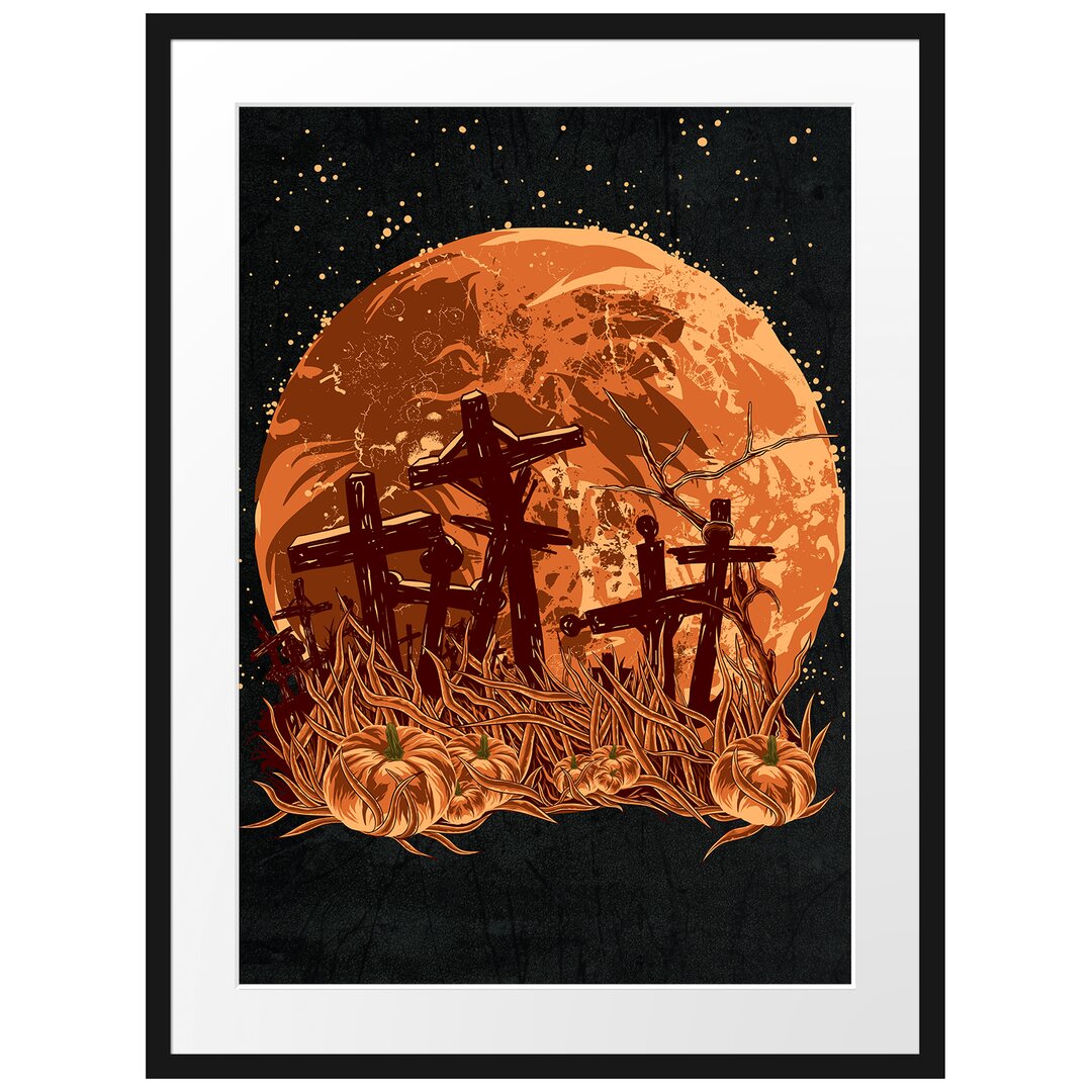 Gerahmtes Poster Moon Graves Black