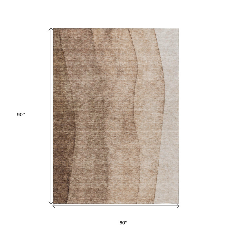 Tapis intérieur / extérieur dégradé brun et beige 5 pi x 8 pi