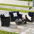 Outdoor Patio Chair , 4 Furniture With Coffee Table, Breathable Cushions, For Backyard, Lawn, Balcony, Poolside, Dark Blue, Protected, Water Garden,-259468427