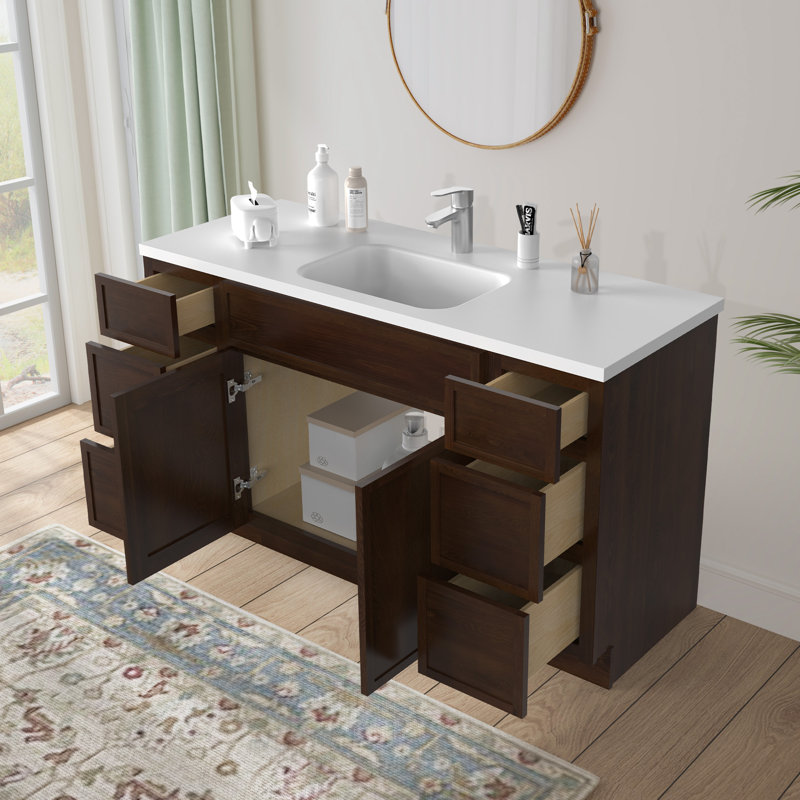 63'' Single Bathroom Vanity Base Only, Brown