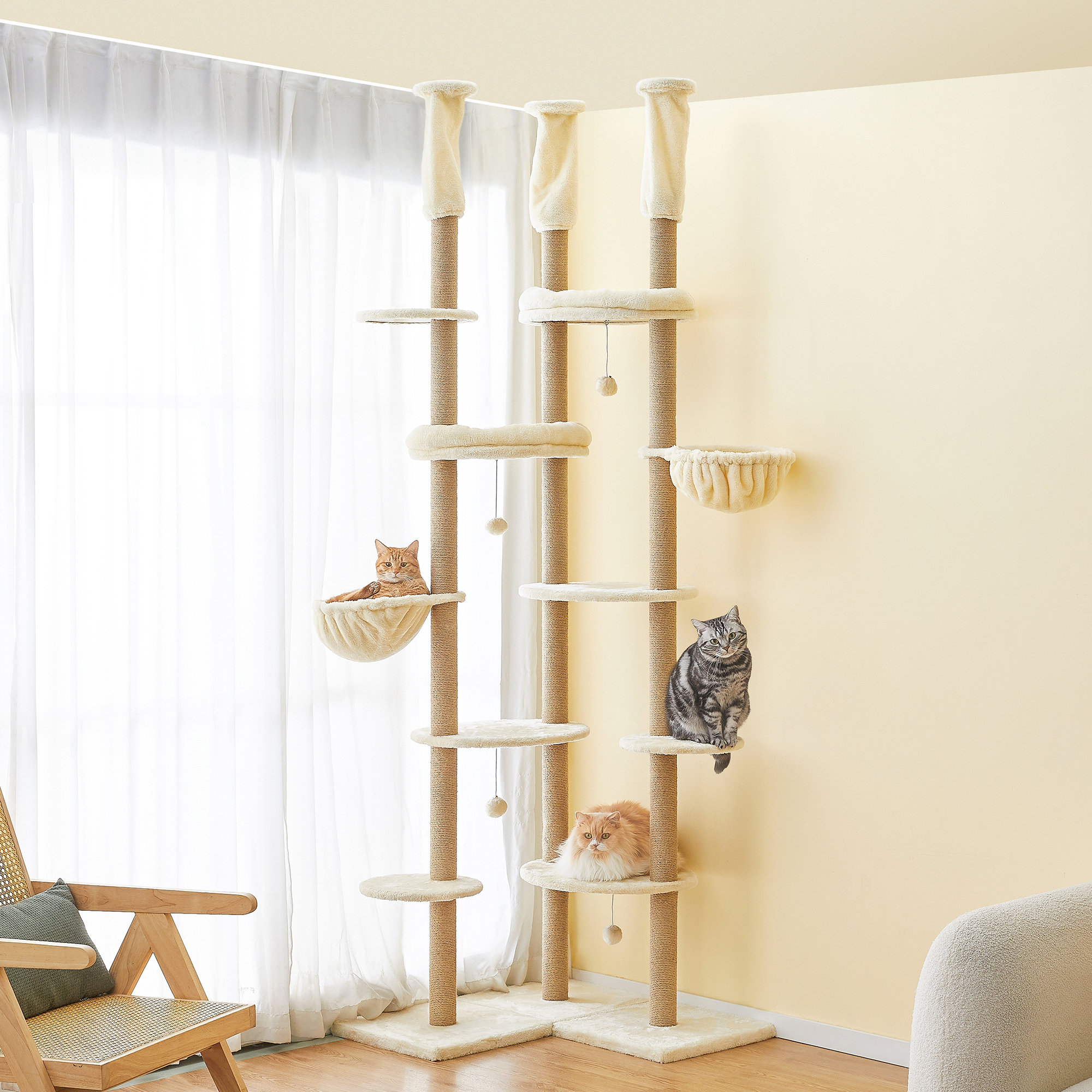 Tucker Murphy Pet™ 87.7''-114'' Adjustable Height Floor To Ceiling Cat Tree & Reviews | Wayfair