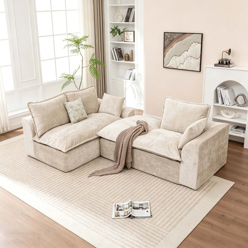 Canapé modulaire en L avec assise profonde