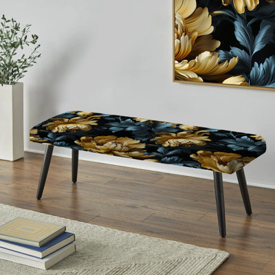 Banc rembourré floral noir Truong