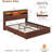 Farmhouse Queen Bed Frame with Hydraulic Lift Storage, LED Lights & Charging Station, Brown-1925583384-1924652672