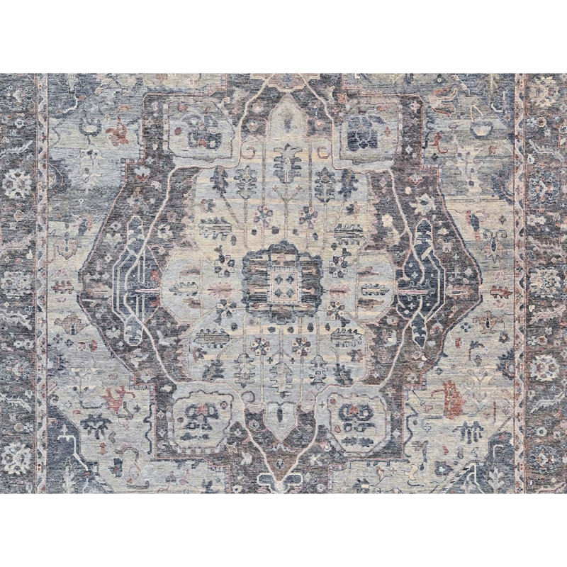 Tapis rectangulaire en laine noué à la main, Rectangle 9 pi x 12 pi