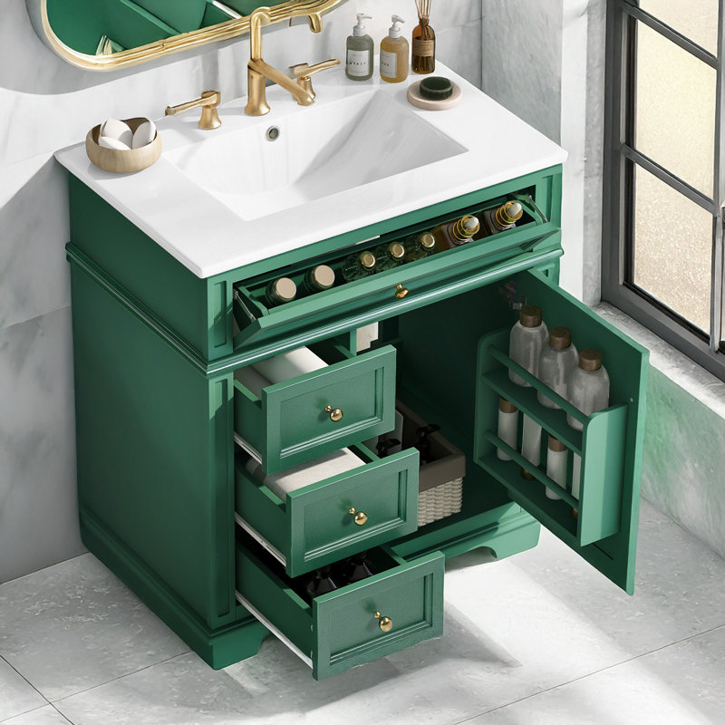 Meuble-lavabo 30 po avec lavabo, Vert