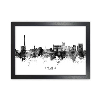 Carlisle England Skyline Black White City Name by Michael Tompsett - Print