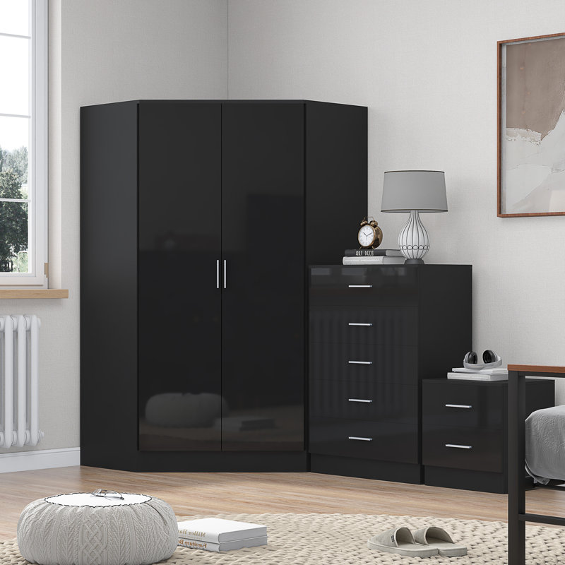 Eva Piece Bedroom Set, Black Gloss / Black Oak