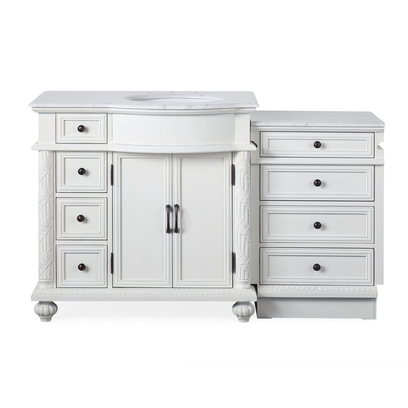 Fleur De Lis Living Okane 56'' Single Bathroom Vanity with Carrara Marble Top