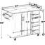 Chariot mobile pour îlot de cuisine avec abattant, 3 tiroirs et armoire de rangement sur roulettes, tablettes réglables et comptoir spacieux pour l'organisation de la cuisine