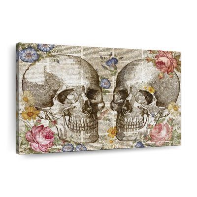" Skull Heads Floral " by Vintage Charm Collective