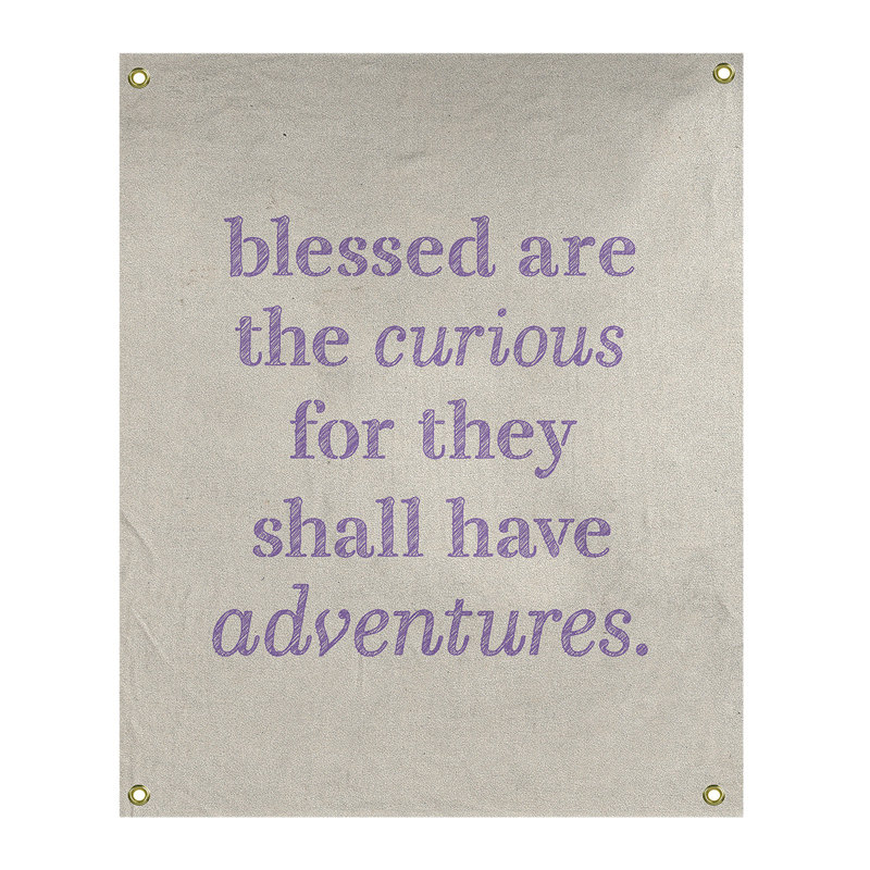 Tapisserie citation manuscrite en polyester, H 59 pi x l 50 po, Blanc / Mauve