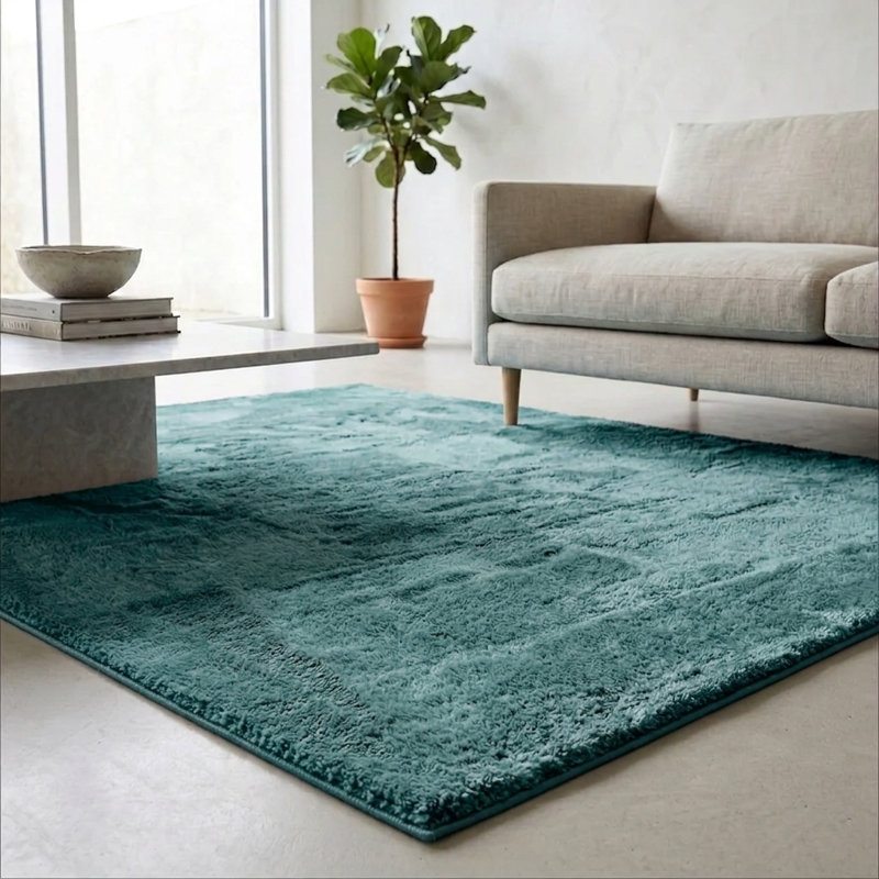 Rectangle Washable Area Rug, Green, 60 x 110 cm