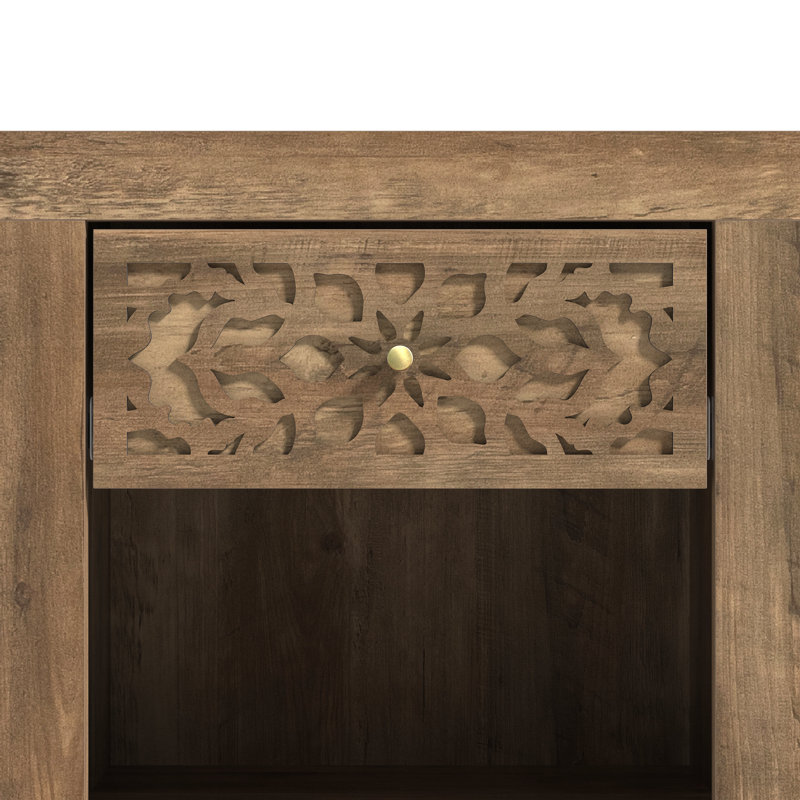 Lukasik Contemporary Boho 1 Drawer Nightstand, Knotty Oak