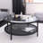 Chiang 36" Glass And Steel Round Coffee Table With Shelf