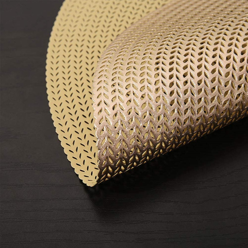 Mariaella Vinyl Geometric Round Placemat, Gold