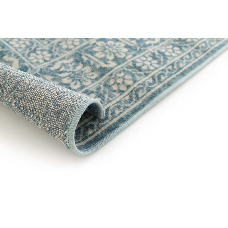 Ulverston Structural Flatweave Worn Out Teal Rug, Rectangle 80 x 150cm