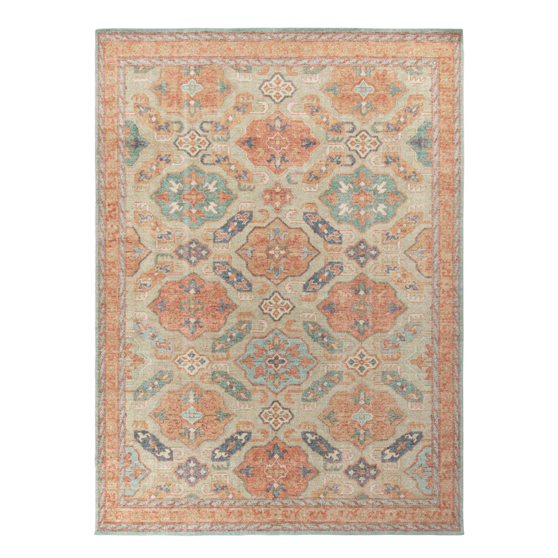 Distressed Homage Hand Knotted Wool Geometric Area Rug, Rectangle 10' x 14'