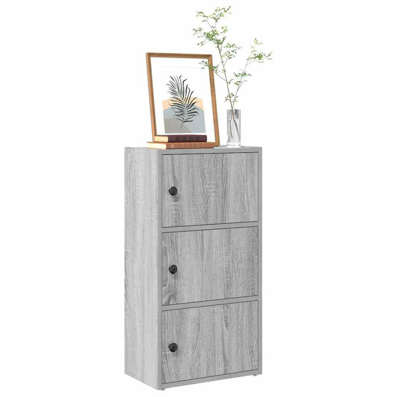 vidaXL Bookcase Engineered Wood Compact Bookcase Rectangular, (3 Shelves) 30.3" H x 15.7" W x 9.4" D, Gray Sonoma