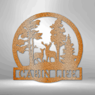 Personalized Deer in the Woods Steel Sign Steel Art Wall Metal Decor