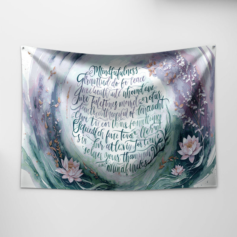 Tapisserie murale «Thanksgiving Mindfulness gratitude messages», 68 po x 80 po