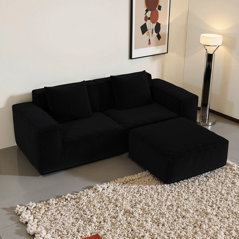 Lit modulaire, velours velours côtelé, conception flexible, éponge haute densité, configuration de petits coussins,