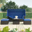 Lit de jour d'extérieur rectangulaire pour patio avec auvent rétractable-114241766