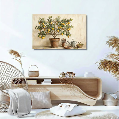 Ensemble de 1 tableau sur toile représentant un citronnier