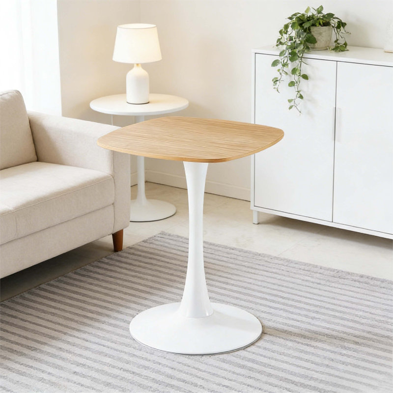 Table de salle à manger carrée 23,62 "à piédestal en chêne, petite table moderne en bois aggloméré pour 2-3 personnes, table de cuisine compacte pour petits espaces