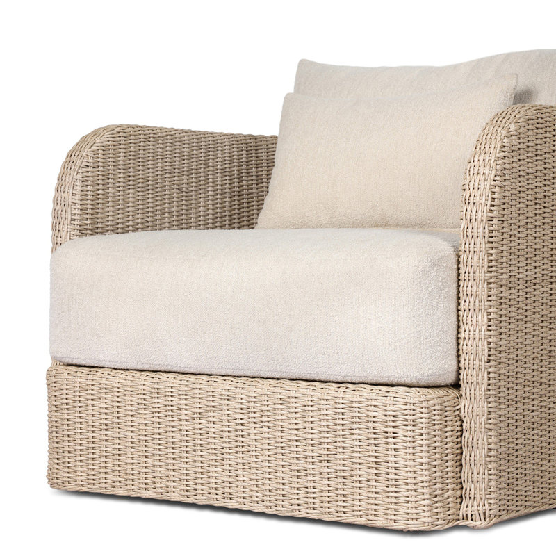 Corrigan Outdoor Swivel Chair-Dark Textured Woven, Vintage White