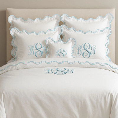 Monogram Cotton Luxurious Double Scallop Duvet Cover