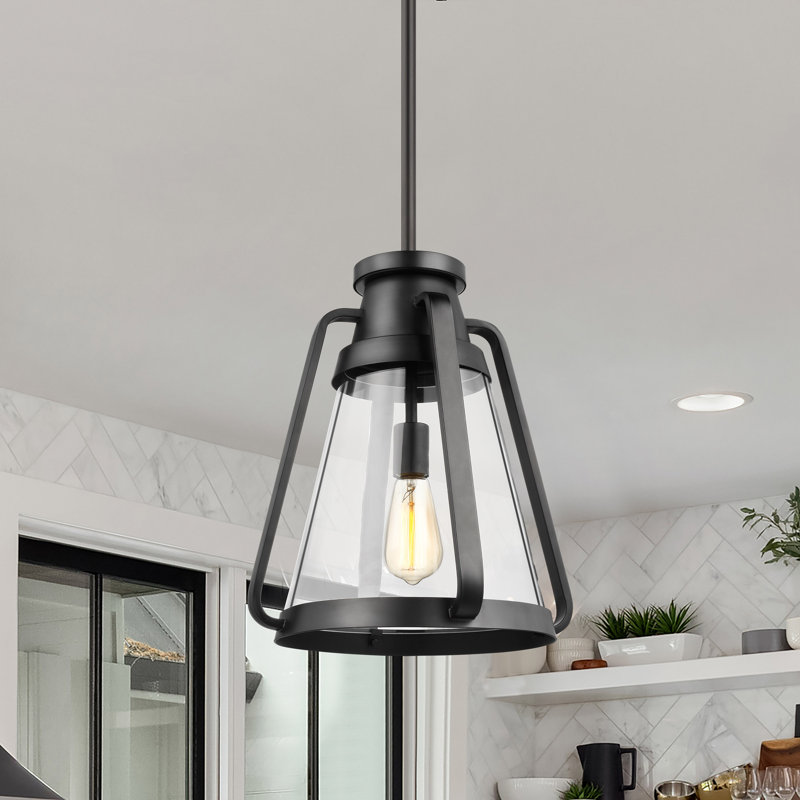 Iola 1 - Light Single Pendant, Matte Black, 16.38" H x 14" W x 14" D